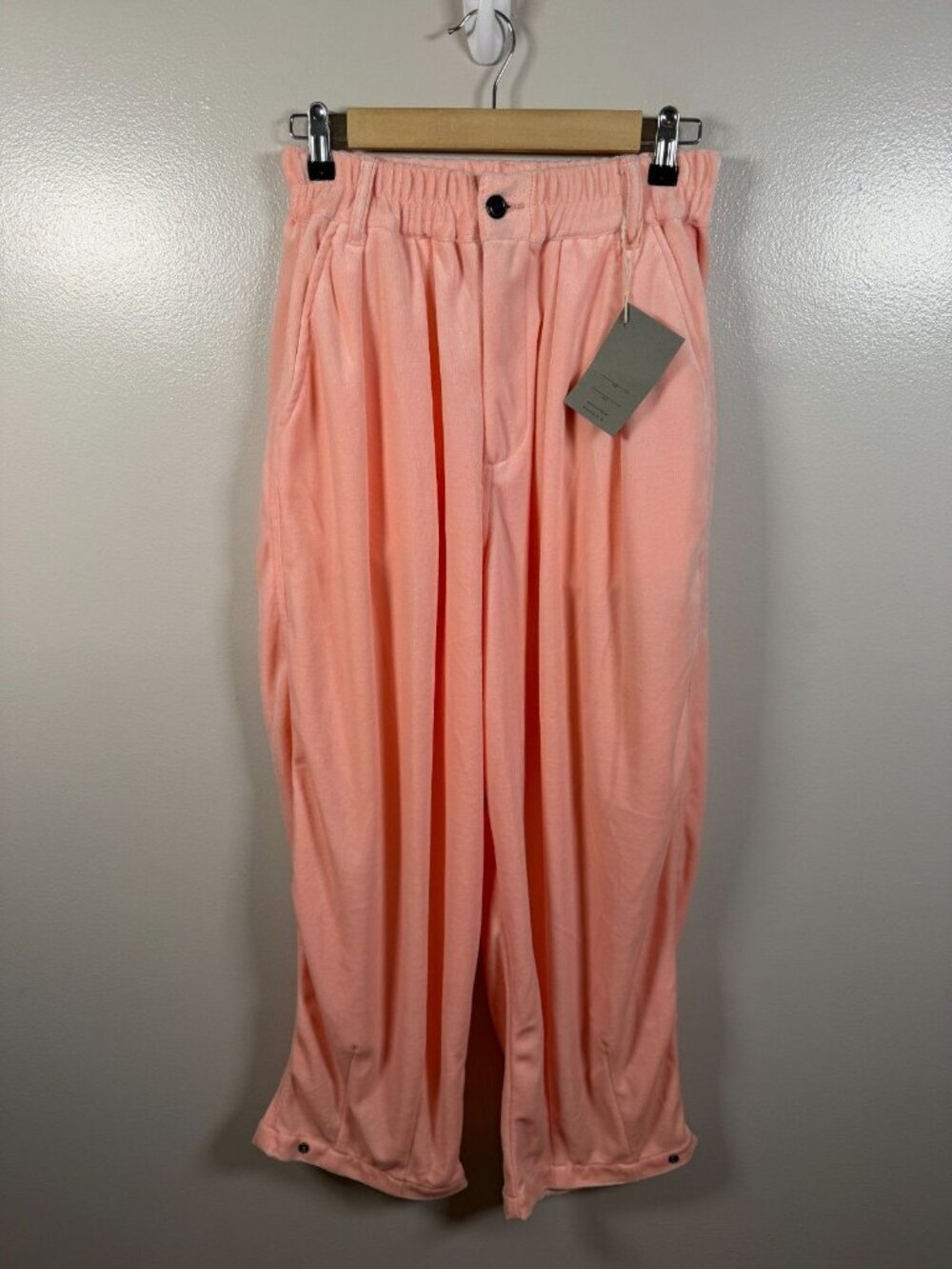 Workware Velour Trouser Pants Size Small Coral Unisex Modern Snap Hem